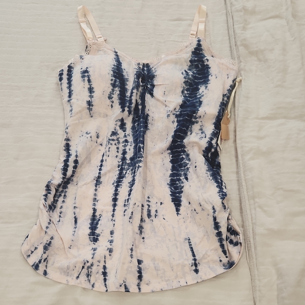Jessica Simpson Blue and Baby Pink Tie-Dye Nursing Tank M